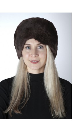 Dark brown rex fur hat